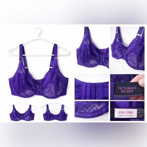Victoria’s Secret Purple Lace Underwire Bra 40D 40DD Unlined